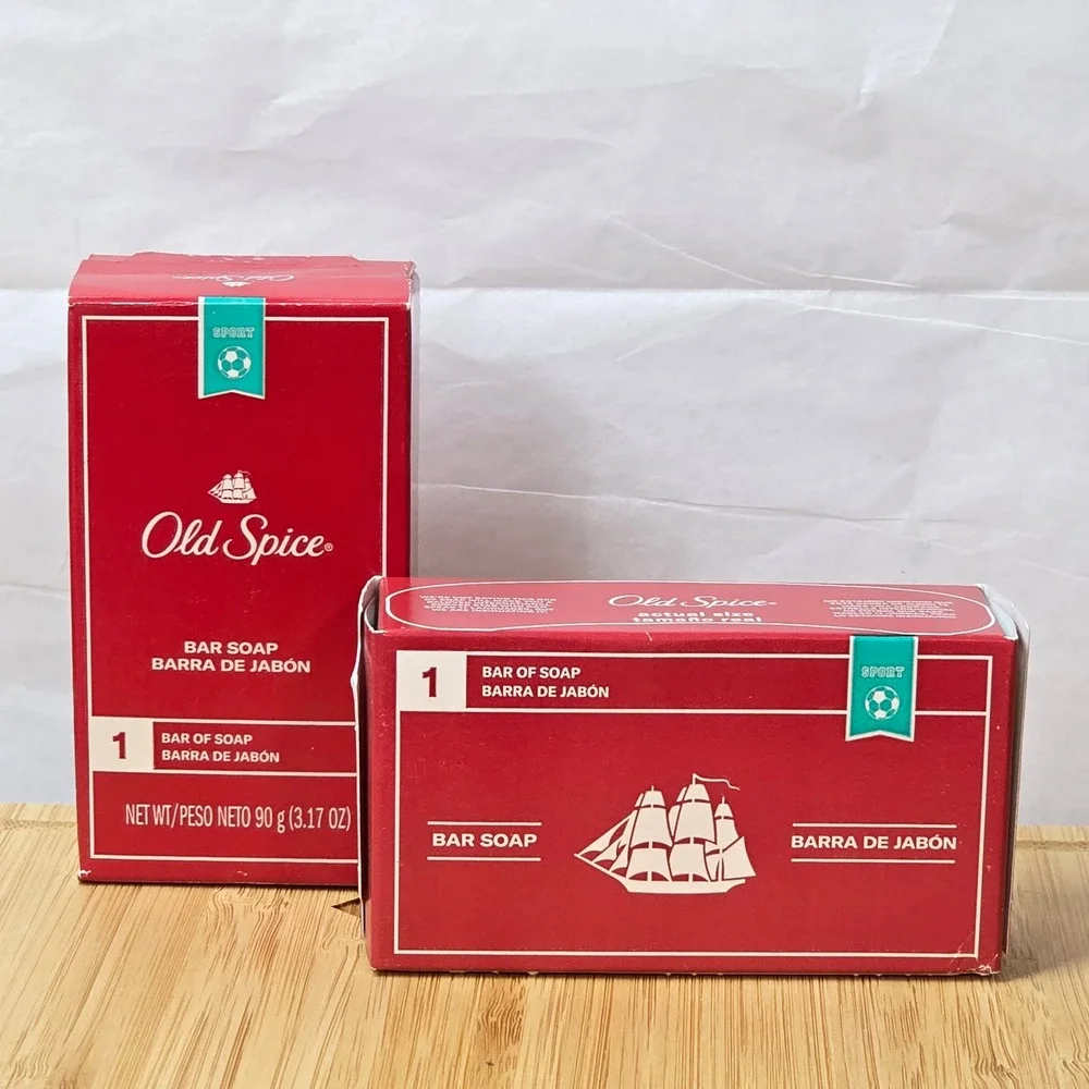 Old Spice Sport Bar Soap 3.17oz 90g Men Cleansing Body Wash 2 Pack Box